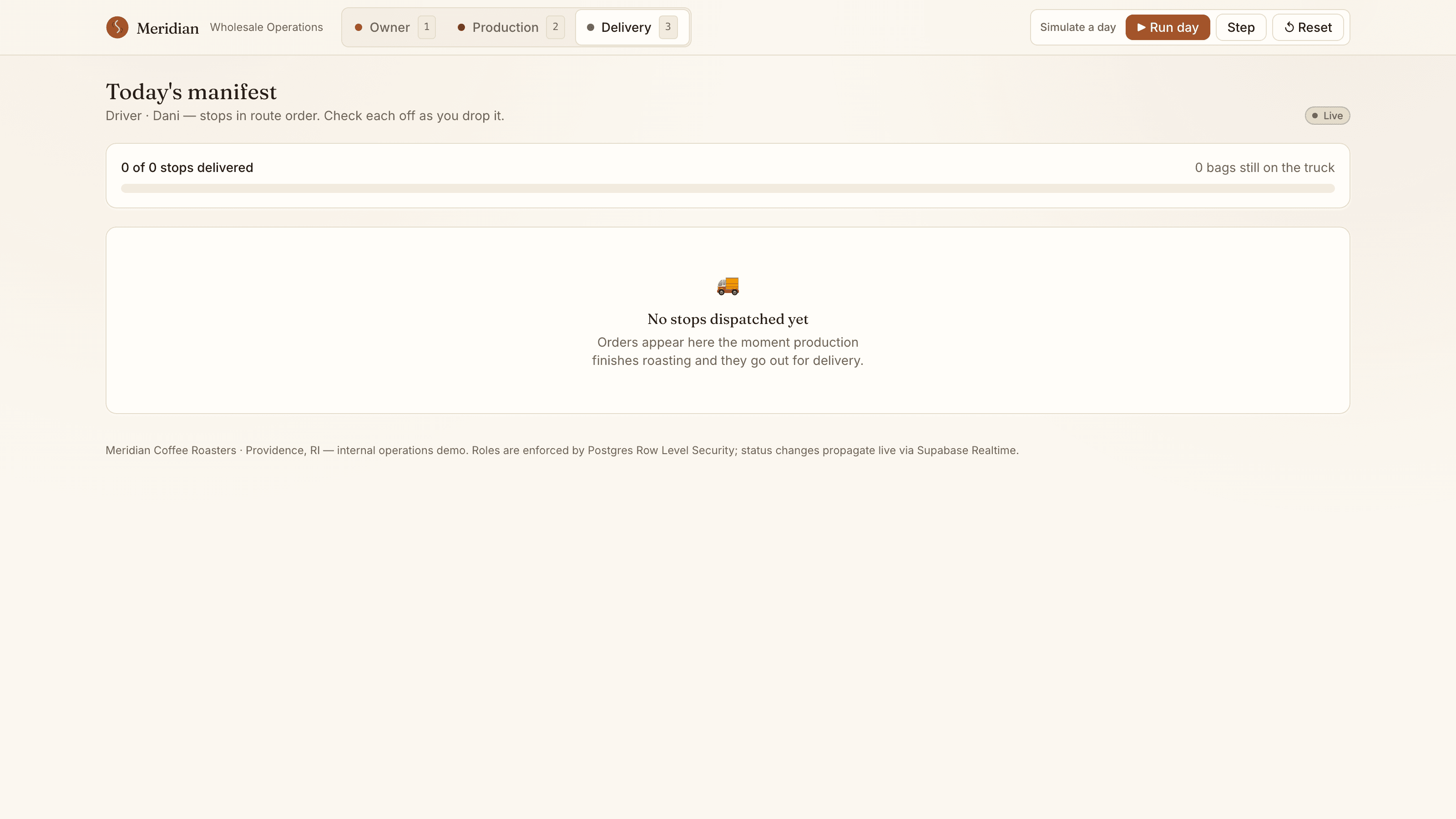 Meridian Coffee Roasters — Wholesale Operations — screenshot 4